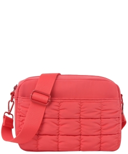 Puffy Quilted Nylon Crossbody Bag JYE0509 CORAL